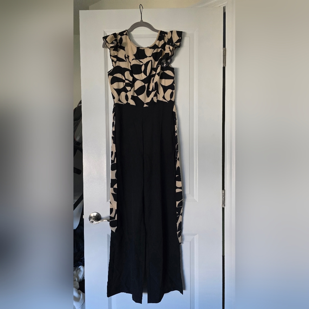 NWOT Strapless Black and Cream Work Jumpsuit